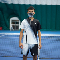 (RacketBrothers) Tennis quick-drying black and white blue and white red and white gradient splash shorts