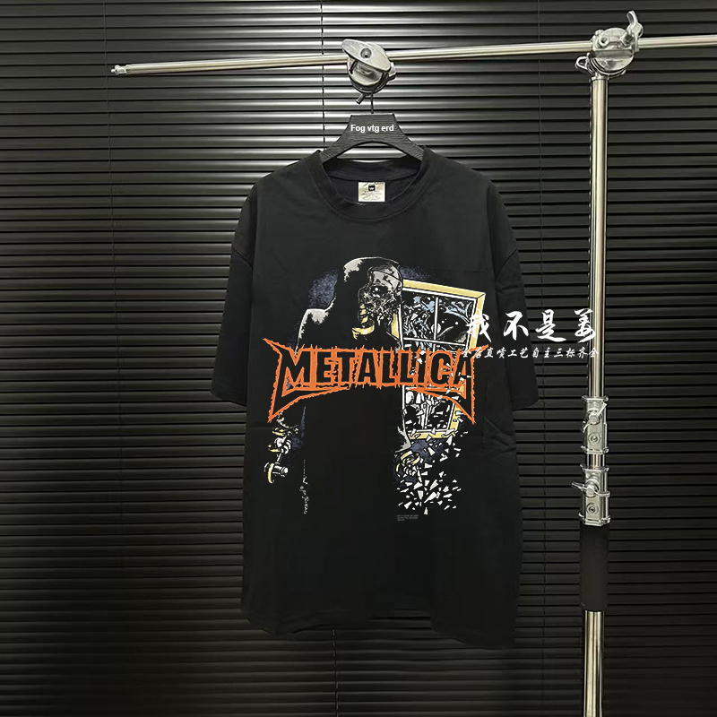 I Am Not Ginger Vtg Metal Band Broken Window Sill Short-Sleeved Vintage Pure Cotton Retro Fog High Street T-Shirt Trendy