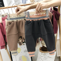 Anti-season special baby velvet thickened PP butt pants Boys and girls winter leggings Children children pants