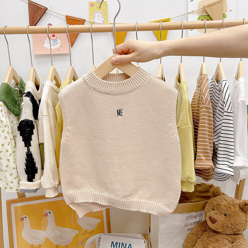 Baby and Children Knitting Vest Han Edition Warm Sweater Kanken Shoulder Boys and Girls Wear Baby Beatles