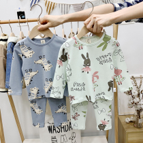 Boy girl Lycra cotton underwear set Cotton spring and autumn pajamas Childrens autumn clothes autumn pants Small baby two-piece set
