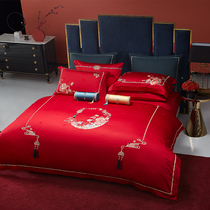 Roland home textile wedding bedding wedding four or six new Chinese style simple big red wedding quilt cover