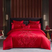 Roland Home Spinning 120 Longwool Cotton New Wedding Four Pieces of Great Red All Cotton Marriage Bed Six Pieces