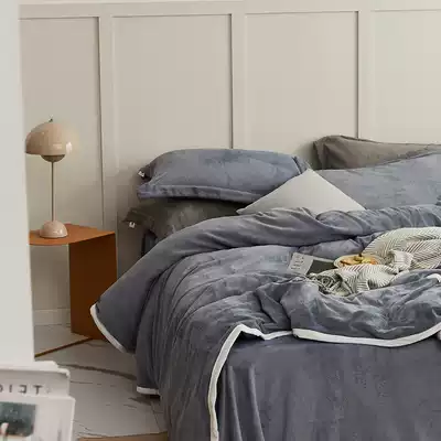 Roland home textile autumn and winter 240g milk velvet warm thick solid color simple single three four piece set 1 8 meters bed