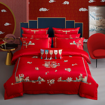 Roland Home Textiles 140 Xinjiang Long-staple Cotton Cotton Wedding Wedding Wedding Bed Four-Six Piece Set Ten-Piece Chinese Style