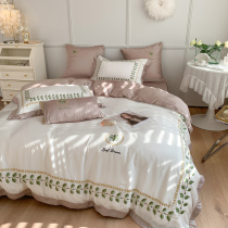 Literary LF class Roland Home Textiles Spring and Summer 120 Lan Jing Tencel Four Piece Set 2*2 3m1 8 m Bed quilt cover