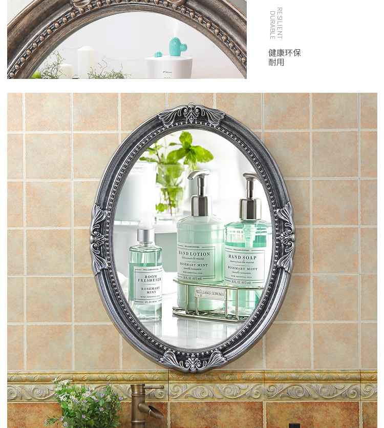 Gương trang điểm châu Âu treo tường phòng tắm gương phòng tắm không thấm nước gương cửa hàng cắt tóc gương làm đẹp gương thay đồ nhà máy bán hàng trực tiếp - Gương gương để bàn trang điểm