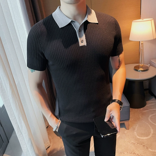 Элитная трикотажная летняя шелковая футболка polo, изысканный стиль