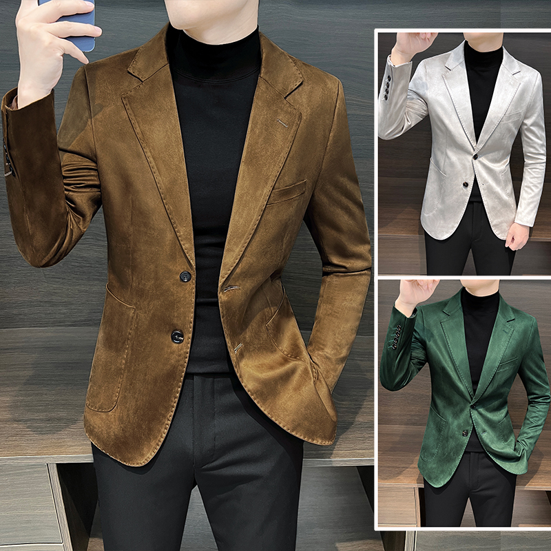 Suede Blazer for Men, Autumn and Winter Style, High-End Men's Clothing, 2026 New Style, Autumn Casual Suit, Handsome and Cool