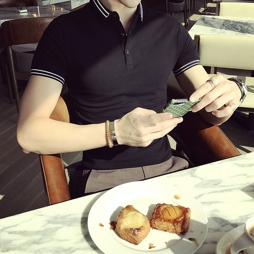 Летняя тонкая трендовая элитная шелковая футболка polo, изысканный стиль, короткий рукав, коллекция 2022