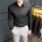 Цветная элитная рубашка, трендовый классический костюм, весенний лонгслив, в корейском стиле, облегающий крой