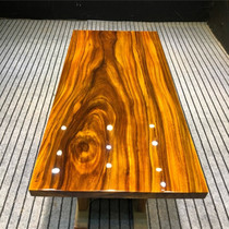Size:140*65*5 Okan solid wood log large board Pineapple grid tea table Tea table Green heart sandalwood office meeting