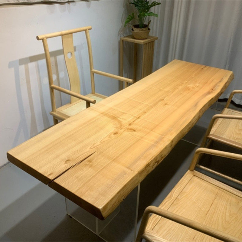 White Wax Wood Solid Wood Bottom Japanese Simple Table Modern Tea Table Natural Log Desk Desk