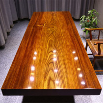 Size: 270*100*10 Okan solid wood log large board pineapple grid tea table tea table tea table green heart sandalwood office meeting