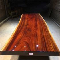 Size: 302*100*98*10 Okan solid wood log large board pineapple grid tea table tea table tea table green heart sandalwood office