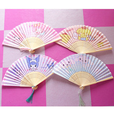 Веер 少女心ins便携布折叠扇卡通扇子折扇女随身手工扇和扇送礼物送友