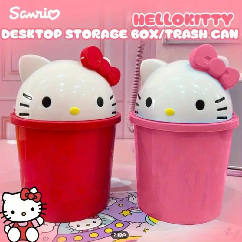 Desktop Small Trash Can, Cute Hellokitty Storage Bin, Large Kt Cat Trash Can for Bedroom and Bathroom
