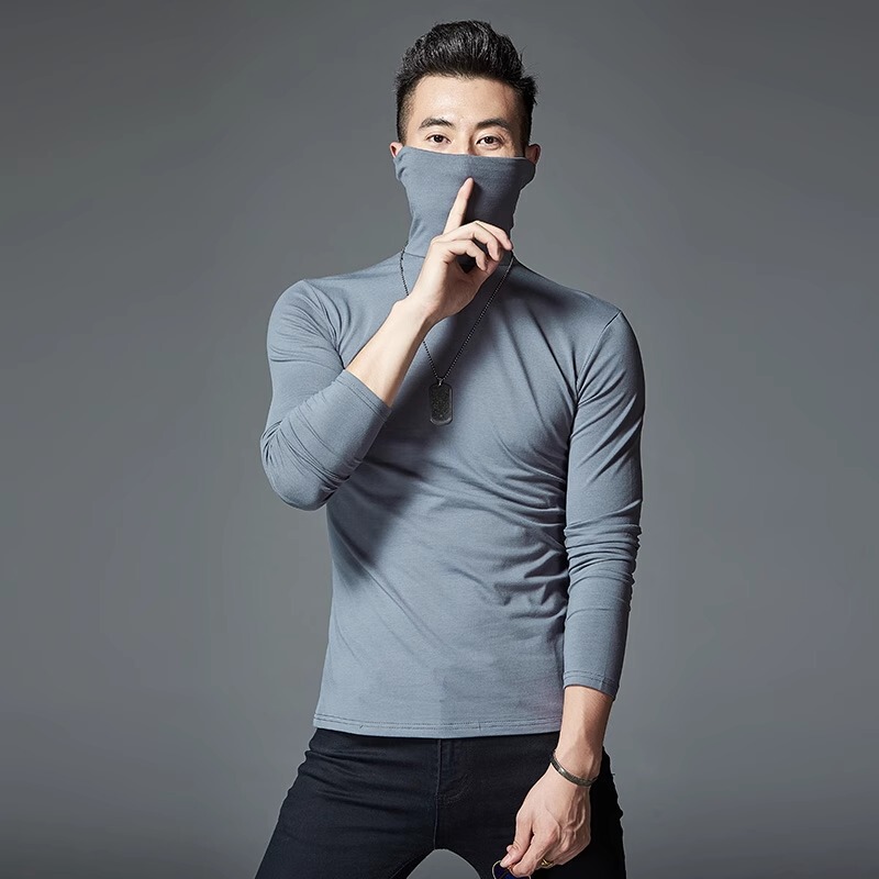 Pure Cotton High-Neck Men's Long-Sleeve T-Shirt, Autumn Base Layer, Stretchy Half-High Collar Winter Clothing, Fleece-Lined and Thickened Thermal Underwear Pure Cotton High-Neck Men's Long-Sleeve T-Shirt, Autumn Base Layer, Stretchy Half-High Collar Winter Clothing, Fleece-Lined and Thickened Thermal Underwear
