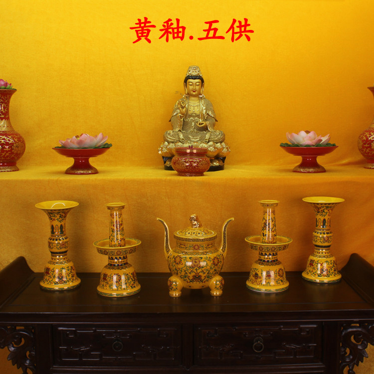 Temple gift Five Buddhist Ceramic Buddha Buddha Buddha Frankfurt Candlestick Vase for Buddha Five Buddhist Devices