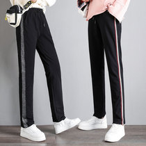  Straight pants womens 2021 new spring and autumn thin section Korean version loose thin student casual all-match thin sports pants