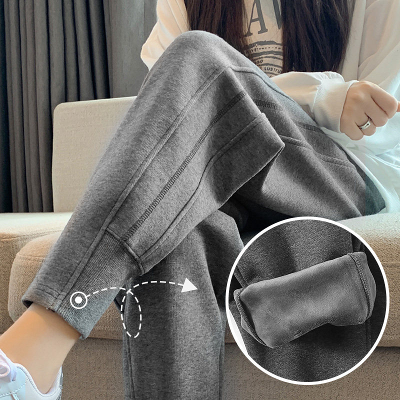Glint Thickened Sportpants Women Autumn Winter Loose sweatpants Fashion outside wearing 2022 new grey Skinny Bouquet Pants