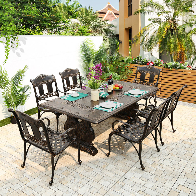 Outdoor Court Presidents Table And Chairs Outdoor Courtyard Garden Terrace Villa Casual Aluminum Alloy European Style Iron Art Furniture Combination