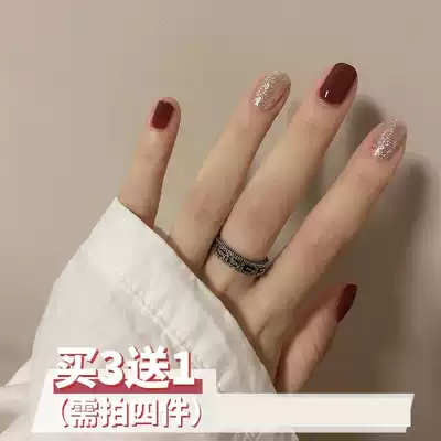 Wear nail patch finished 2020 new wedding bride detachable nail piece senior red short natural