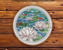 Round flowers-Water Lily cross stitch paper embroidery 3 pages 128g color jet paper printing