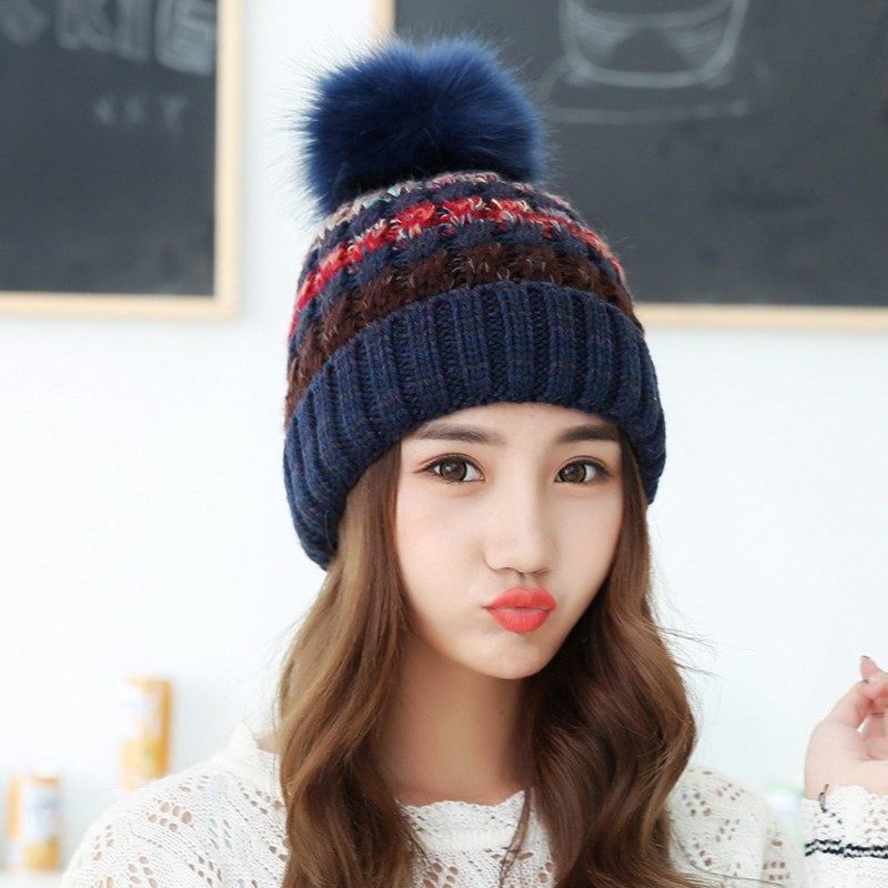 Cap children winter 100 hitch thickened ultra-fire grey lady hair line hat bicycling big red days old wind curl