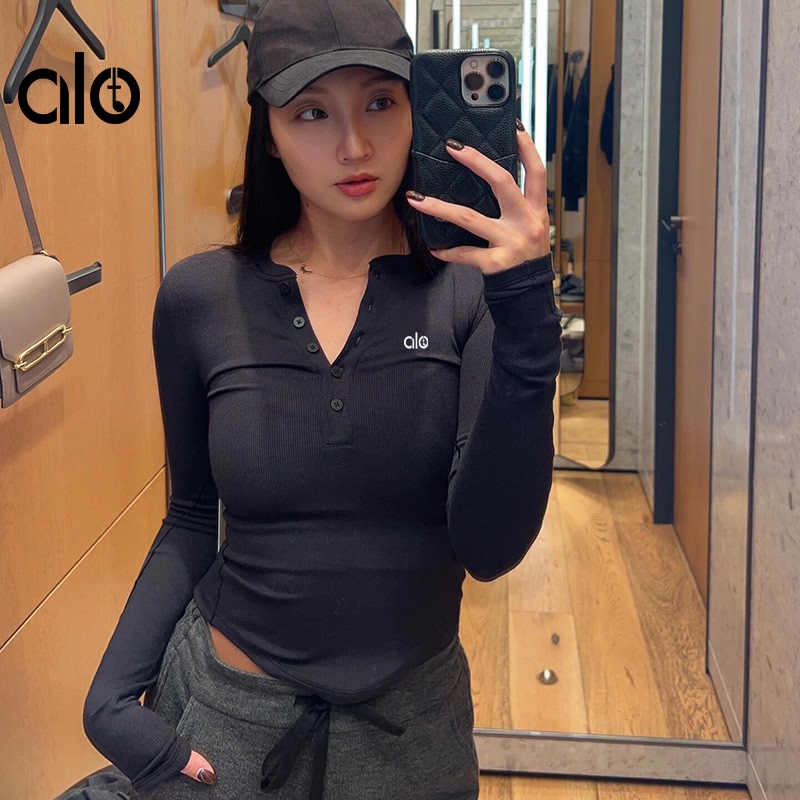 Aloide Modal Long Sleeve Tight Yoga Top for Women Quick-Drying Sports Top Pilates Base Layer Henley Shirt Thin Style