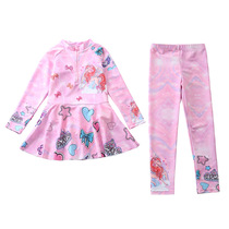 2023 Childrens swimsuit female CUHK One-piece Swimsuit Plus Long Pants Swimsuit Long Sleeve Sunscreen Conservative Girl Swimsuit