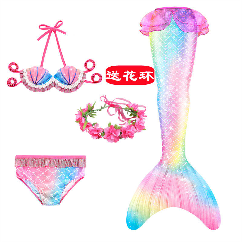 Girl Mermaid Princess Swimsuit Skirt Split Bikini Swimsuit Man Fish Tail Clothing Children Spa Suit