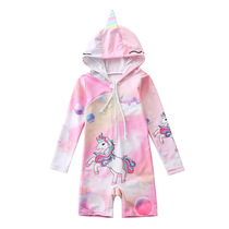 2023 new children swimsuit womens one-piece Lions large and small children long sleeves anti-swimsuit cartoon girl swimsuit