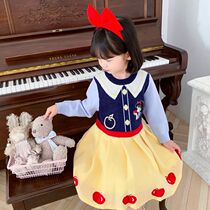 Girl 2021 autumn and winter ins Wind new Snow White children sweater Princess pullover dress Princess dress