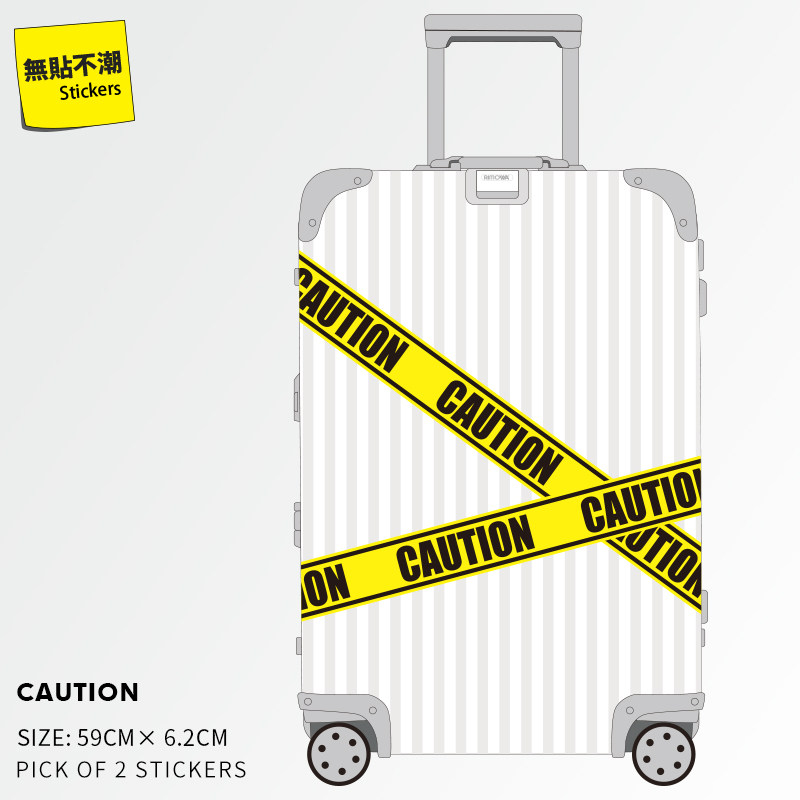 (Large) 2 pieces into a large yellow warning label stickers personalized luggage stickers suitcase trolley case stickers