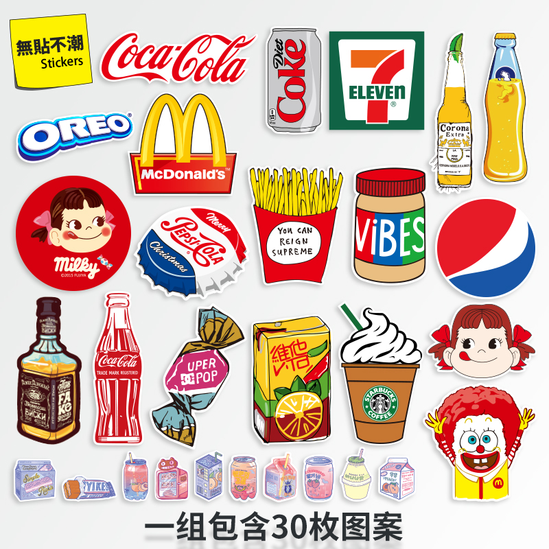 Drinks Ins laptop Tablet waterproof sticker Cute Water Glass Fridge Suitcase Stickler Hand Tent Daily-Taobao