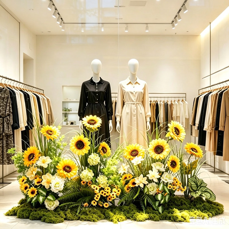 Sunflower Artificial Paper Flower Ornaments, Window Display Scene Layout, Shopping Mall Atmosphere Decoration, Floor-Standing Paper Flower Arrangement Combination