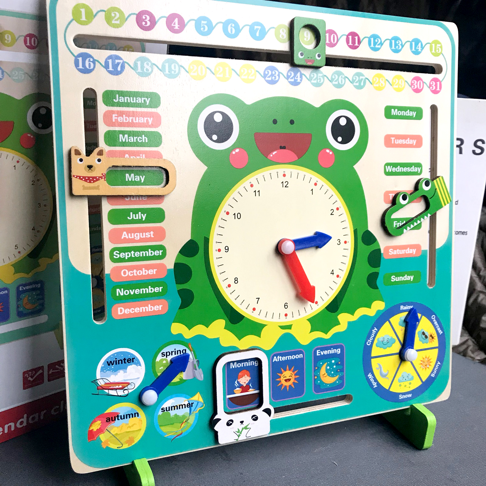 Children's Toy Time Cognitive Alarm Clock 3-4-6 Year of age Digital Seasons Weather Calendar Clock Early teaching aids