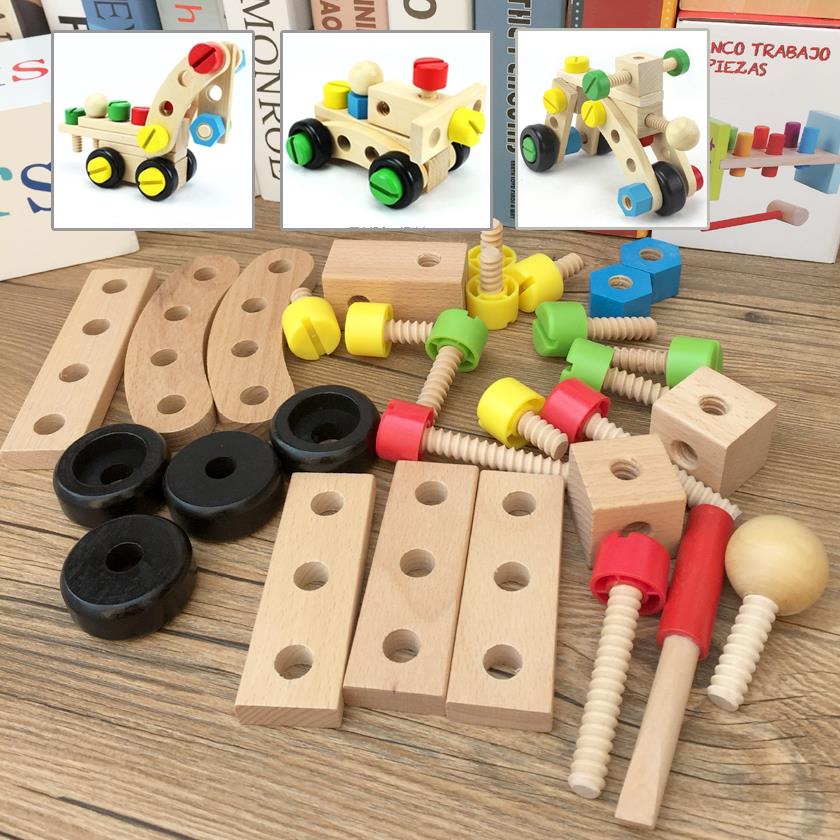 100 variable nut car combined removable toy wooden children intellect puzzle boy assembled with detachable assembled toy