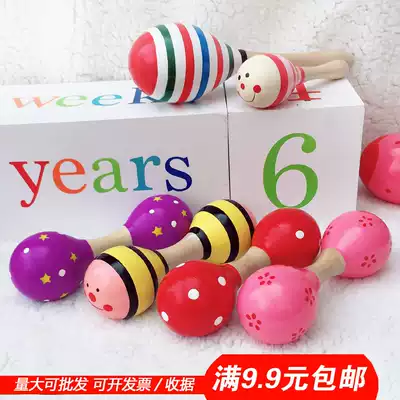 Kindergarten sound dumbbell Wooden sand hammer color dumbbell Children's morning exercise equipment Sand ball dance supplies props