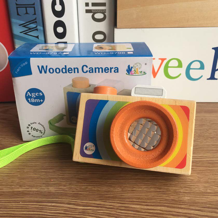 Children Fun Traditional Wooden Toy Cartoon Single Eye Camera Type Kaly Multi-Prism 100 Changing Bee Eye Effect