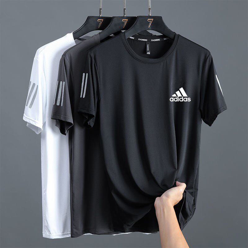 Ice silk short sleeve T-shirt men 2022 summer new loose casual speed dry sports half sleeve T-shirt men short sleeves