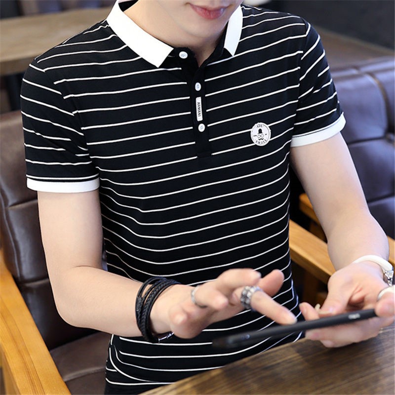 95 cotton short sleeves T-shirt male summer trend men's shirt collar POLO shirts men 2021 new turn-collar half sleeves clothes
