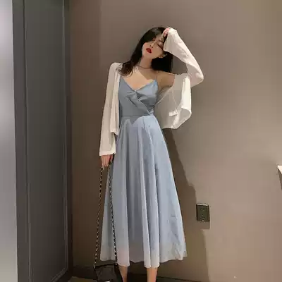 Set autumn dress women Chaoyang pie thin 2021 new set of long skirt suspender skirt skirt two sets of autumn
