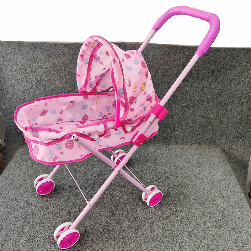 Children dress Home Wine Toy Small Cart Girl Dolls Trolley Iron Rod Folding Baby Cart