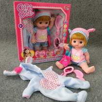 The simulation soft rubber doll will blink. The girl changes into a bathing toy gift birthday set.