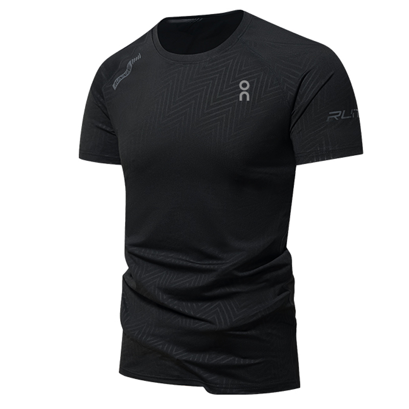 2026 Spring/Summer Thin Men's Round Neck Sports Short Sleeve T-Shirt Quick-Drying Stretchy Running, Playing Sports, and Fitness Wear Breathable