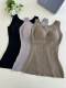 2024年冬季新款单层磨毛保暖背心雕花塑身美体打底上衣女带杯垫