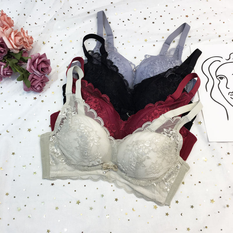 Fall 2020 - Father cotton cup gathers underwear women without steel ring bras cup drag and prevent the vertical milk