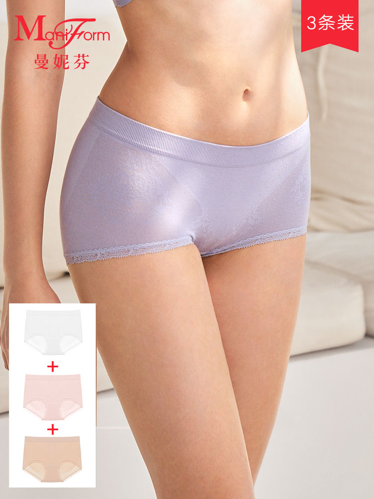 Manifin 3-piece Manifen Shu-soft non-feeling underwear waist female lace cotton crotch no-scented pants 20710941